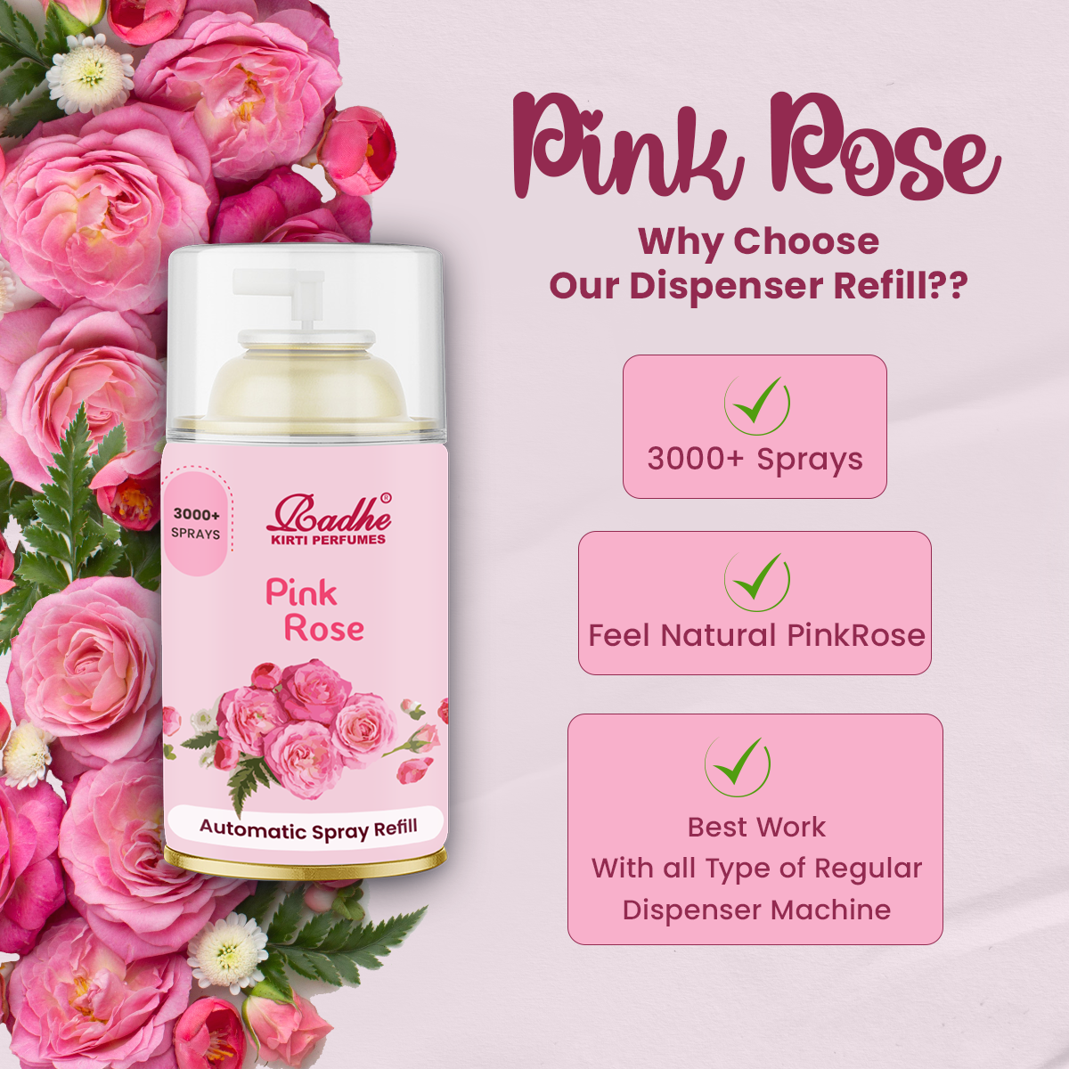 Pink Rose Automatic Spray Refill 265ml
