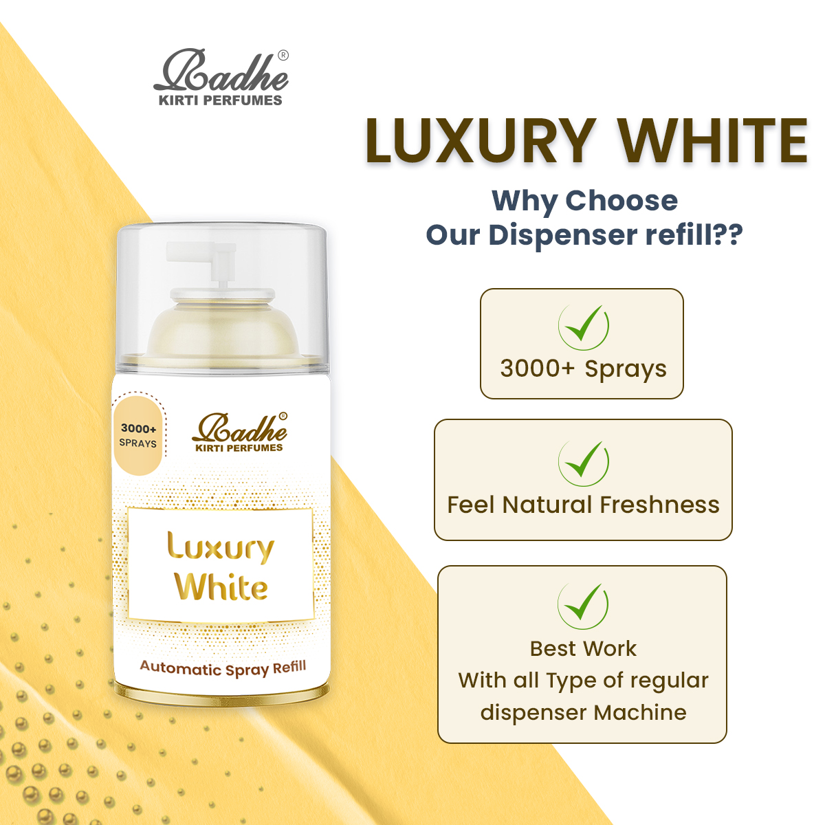 Radhe Luxury White Automatic Spray Refill 265ml